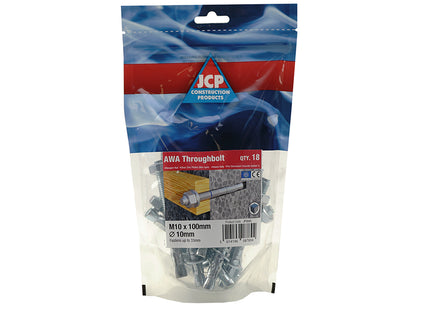 JCP Fixings Throughbolts Bright Zinc Plated - M12 x 100 (Box of 60)