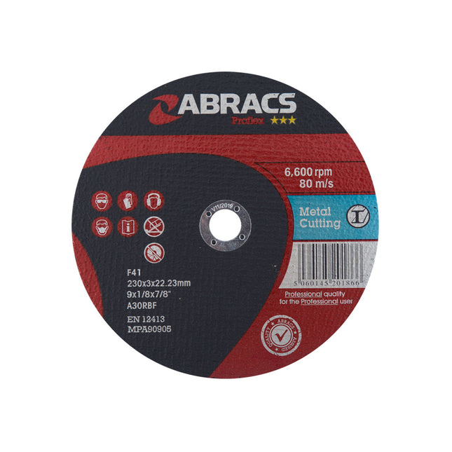 Abracs Proflex Flat Metal Cutting Disc - 230 x 3 x 22mm (Box of 25)
