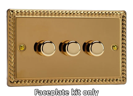 Varilight 3-Gang Matrix Kit For Rotary Dimmers (Twin Plate) Georgian Brass Finish