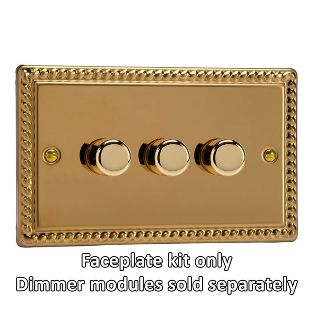 Varilight 3-Gang Matrix Kit For Rotary Dimmers (Twin Plate) Georgian Brass Finish
