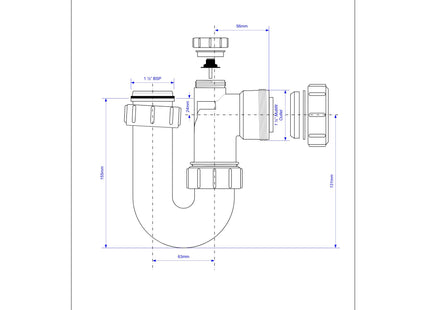 McAlpine SC10V 1½" 75mm Water Seal Tubular Swivel Anti-Syphon (Silentrap) 'P' Trap with Universal Outlet