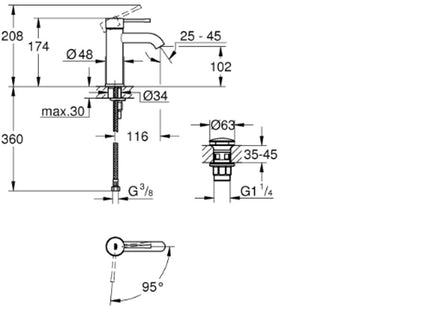 Grohe Cold Start Mbm Smooth Body Click Waste - 24179001 for Basin Taps
