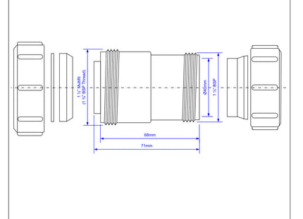 McAlpine T28L-ISO 1½" x 40mm Multifit Straight Connector - Multifit x European Pipe Size