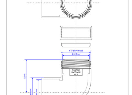 McAlpine ABS42/43A-CB 90° Chrome Plated Brass Compression Bend x ABS Solvent Weld,