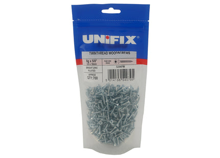 Unifix Twinthread Woodscrews Pozi Countersunk Head Bright Zinc Plated CE - 8G x 2" (4.0 x 50/37Mm) (Box of 1350)