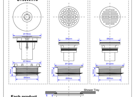 McAlpine Chrome on Plastic Waste 110mm Flange and Cover 90 x 50mm  1.5''    ST90CP10-HP2