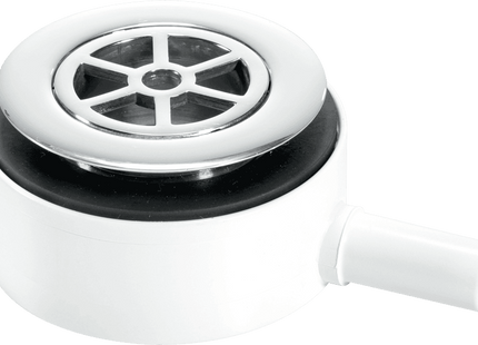 McAlpine UPSW-2 Pumped Shower Waste Outlet: 70mm Chrome Plated Brass Flange with Top Access x 15mm Plain Tail Outlet