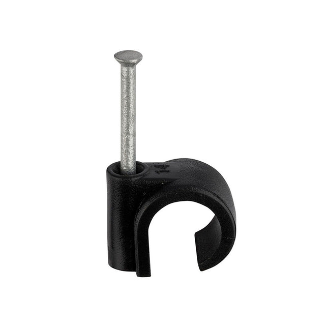 Unifix Black Round Cable Clips - 14.0mm (Box of 100)