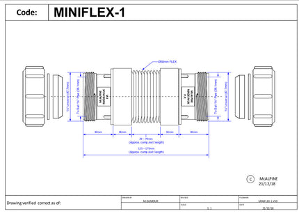 McAlpine MINIFLEX-1 1¼" x 1¼" universal compression connection Short Miniflex Flexible Connectors