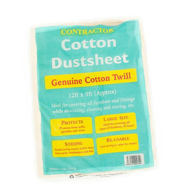 12Ft X 9Ft Cotton Dust Sheet - CDS1E - Protect Your Floors