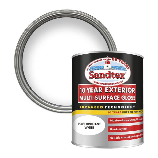Sandtex 10 Year Exterior Multi-Surface Gloss 750ml Brilliant White