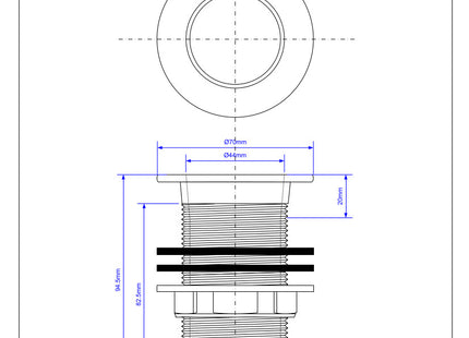 McAlpine W20 1½" x 3½" Tail Tail Tank Overflow