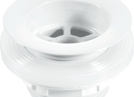 McAlpine W5 Backnut Bath Waste: 70mm White Plastic Flange x 1½" Tail: Unslotted: White PVC Plug