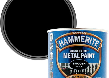 Hammerite Direct To Rust Smooth Finish Metal Paint Black 250Ml