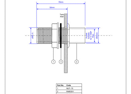 McAlpine R4 ¾" Straight Overflow Tank Connector