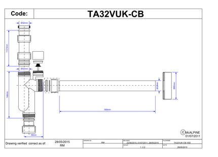 McAlpine TA32VUK-CB Chrome Plated Basin Kit with Plastic Tubular Anti-Syphon Trap