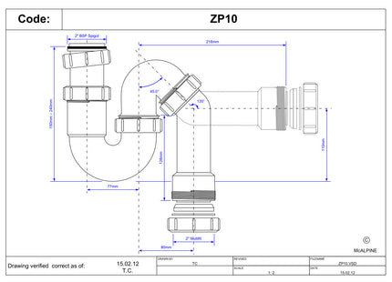 McAlpine ZP10 75mm Water Seal Tubular Swivel All One Trap with Multifit Outlet