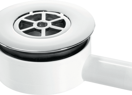 McAlpine UPSW-2-22MM Pumped Shower Waste Outlet: 70mm Chrome Plated Brass Flange with Top Access x 22mm Plain Tail Outlet