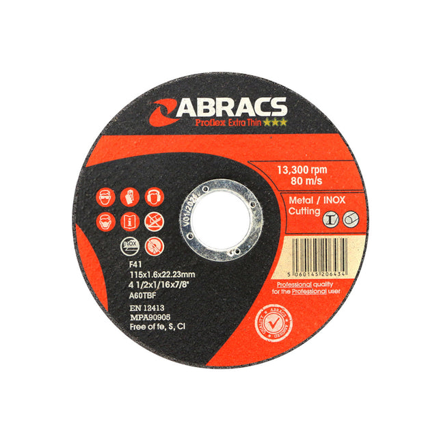Abracs Proflex Extra Thin Cutting Disc Inox - 115 x 1.6mm (Box of 100)