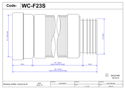 McAlpine WC-F23S 97-107mm Inlet x 3½"/90mm Outlet Flexible WC Connector