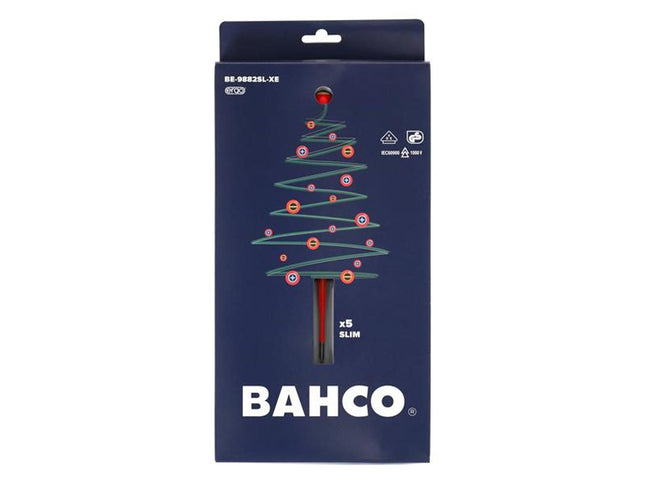 Bahco Xmas Be-9882Sl Ergo Slim Vde Insulated Screwdriver Set, 5 Piece