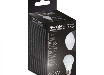 V-Tac Vt-2099 8.5W A60 Thermal Plastic Bulb 4000K E27