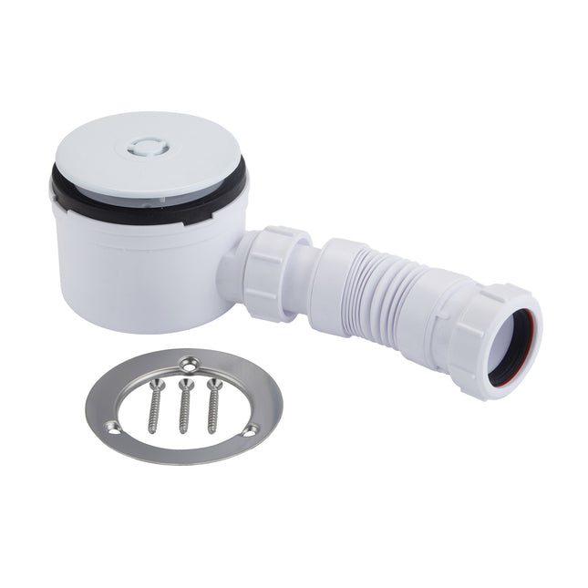 McAlpine 3 Pin Shower Trap + Flex Adaptor - White Plastic
