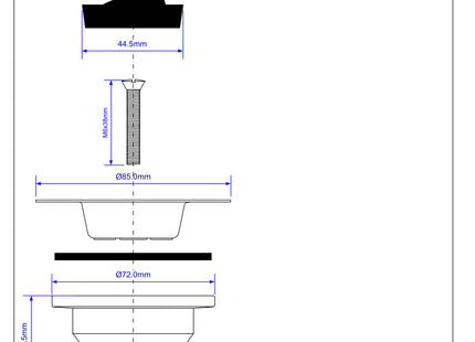 McAlpine BSW6PC Centre Pin Sink Waste: 85mm Stainless Steel Flange with Plug