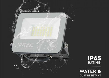 V-Tac Lumi Vt-44033 30W Floodlight Samsung Chip 1M Wire 6500K Black Body Grey Glass 135Lm/W