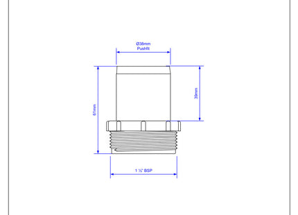 McAlpine T9 1½" Pushfit BSP Screwed Overflow Adaptor