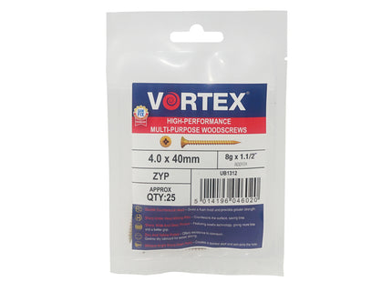 Vortex High-Performance Multi-Purpose Woodscrews ZYP CE - 6.0 x 100mm (Box of 125)