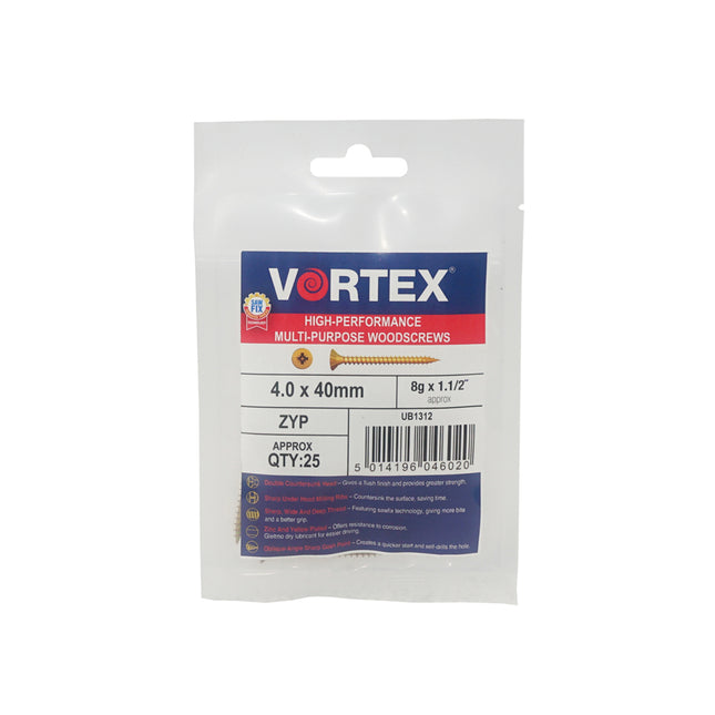 Vortex High-Performance Multi-Purpose Woodscrews ZYP CE - 6.0 x 100mm (Box of 125)