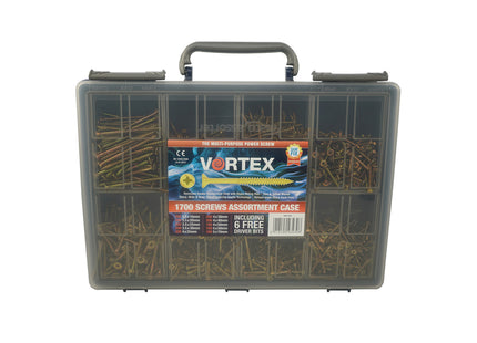 Vortex High-Performance Multi-Purpose Woodscrews ZYP CE - 1700 Pce Assorted Case. (Box of 4)