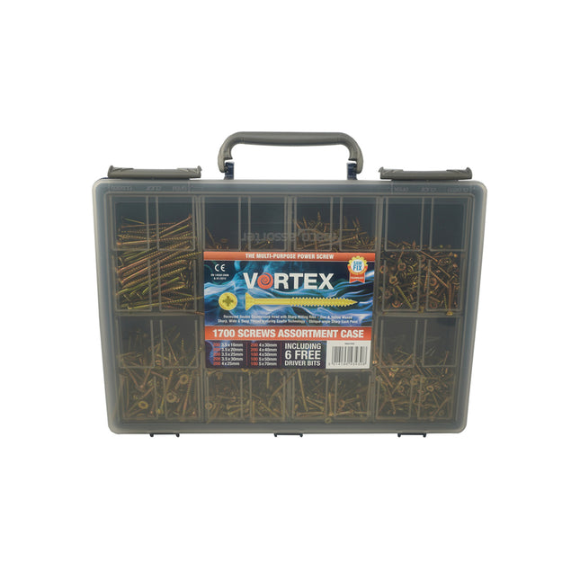 Vortex High-Performance Multi-Purpose Woodscrews ZYP CE - 1700 Pce Assorted Case. (Box of 4)