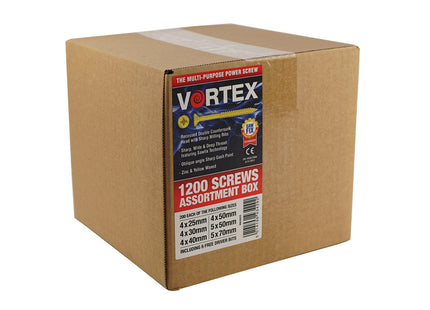 Vortex High-Performance Multi-Purpose Woodscrews ZYP CE - 1200 Pce Assortment Box