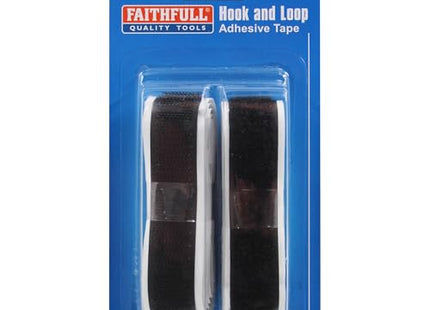 Faithfull Hook & Loop Self Adhesive Tape Black 20mm X 1M