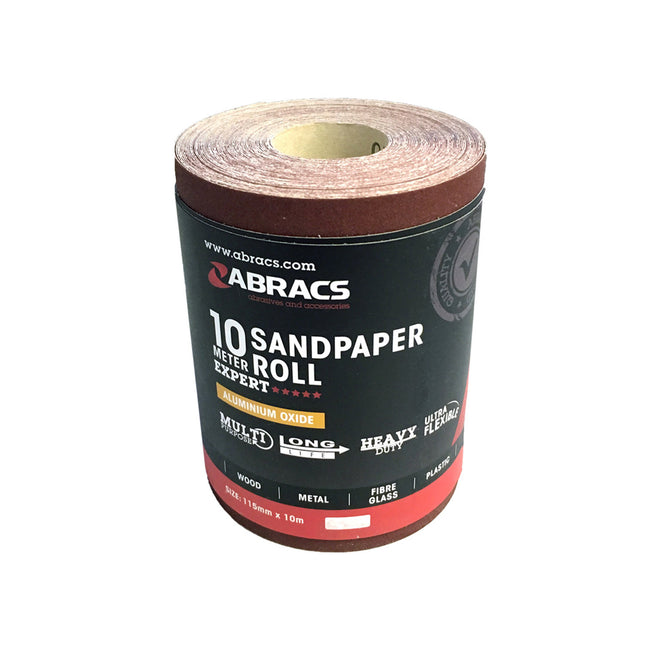Abracs General Purpose Sandpaper Roll 115mm x 10m 240 Grit - Perfect for DIY Projects