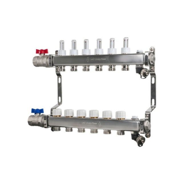 John Guest Speedfit UFH Euroconus Manifold BVAL 6 Port - JGUFHMAN6E - For Efficient Heating