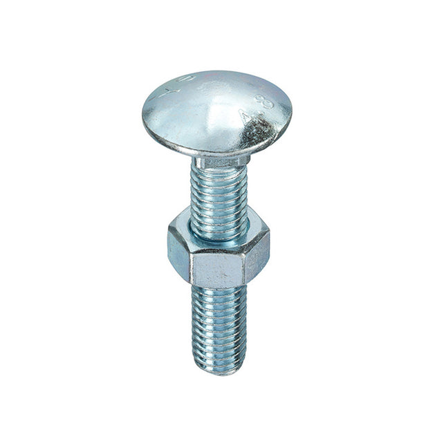 Unifix Grade 4.8 Cup Square Hex Bolts And Nuts DIN 603/555 Bright Zinc Plated CE - M6 x 55 (Box of 100)