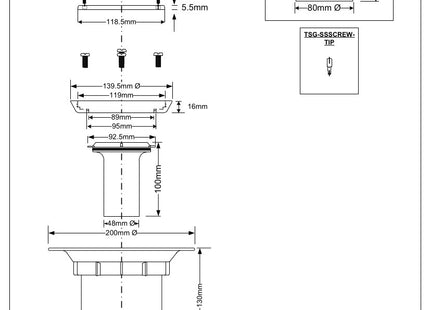 McAlpine TSG2-ANTI/LIG 75mm Water Seal Trapped Gully 110mm or 2" Vertical Solvent Spigot Outlet