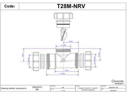 McAlpine T28M-NRV 1½" Multifit In-Line Non-Return Valve