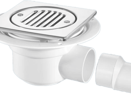 McAlpine TSG50T6SS 50mm Water Seal Trapped Gully, Tile/Grating with removable Grid, 2" Horizontal Outlet and 2" x 1½" Socket Reducer