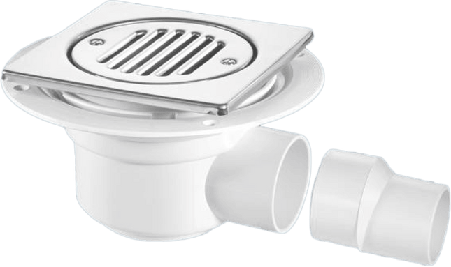 McAlpine TSG50T6SS 50mm Water Seal Trapped Gully, Tile/Grating with removable Grid, 2" Horizontal Outlet and 2" x 1½" Socket Reducer