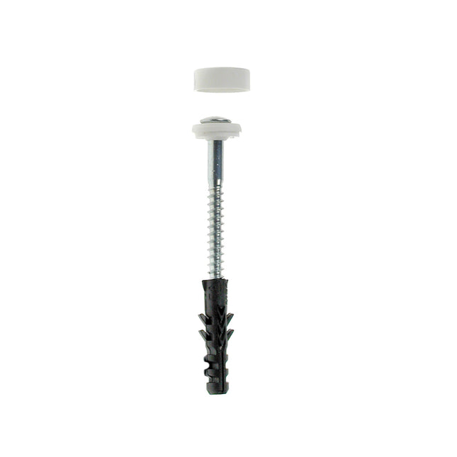 JCP Fixings Sanitary W.C Fixing Set White - 6 x 70mm Screw - 8 x 40mm Plug (Box of 50)