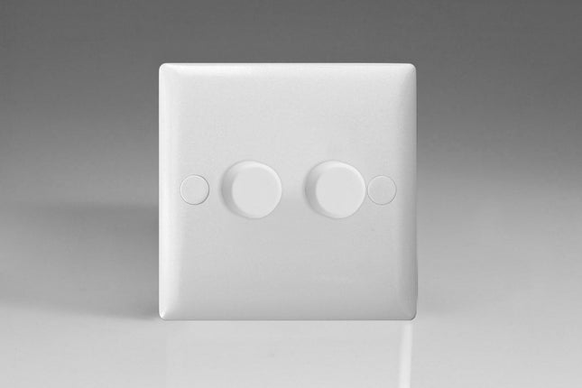 Varilight 2-Gang 2-Way V-Pro Push On/Off Rotary Led Dimmer 2 X 0-120W White