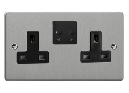 Varilight 2-Gang 13A Wifi Switched Socket For V-Pro Smart Supla Brushed Silver