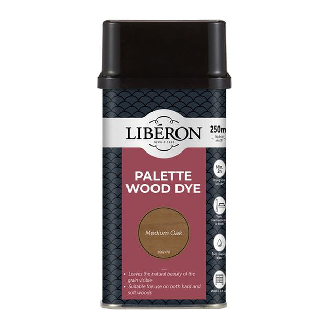 Liberon Palette Wood Dye Hardwood & Softwood Furniture 250ml Medium Oak 014337