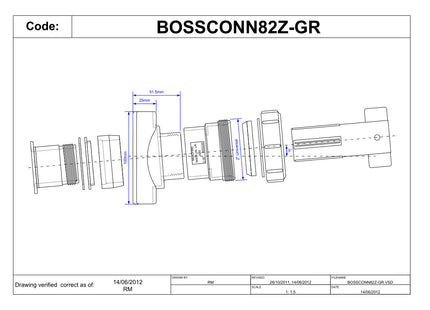 McAlpine BOSSCONN82Z-GR Grey Mechanical Soil Pipe Boss Connector for 57mm hole saw size, supplied with fixing tool and suitable for 4"/110mm soil pipe