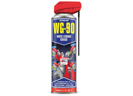 Action Can WG-90 White Calcium Grease Twin Spray 500ml - Q99WG90005000015000 - Great for Lubrication
