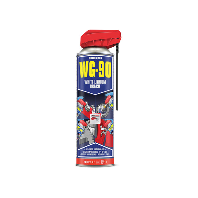 Action Can WG-90 White Calcium Grease Twin Spray 500ml - Q99WG90005000015000 - Great for Lubrication